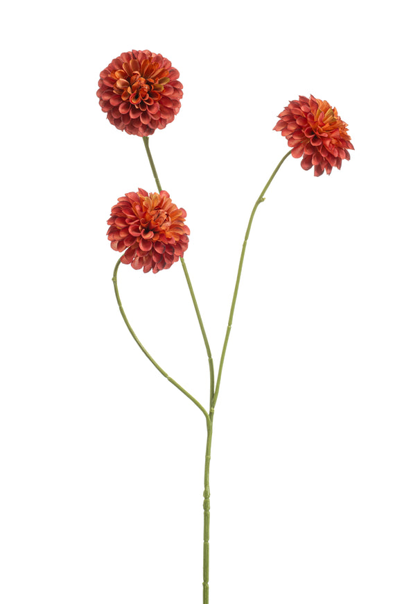 Dahlia mini artificiel - 1 tige - Terracotta